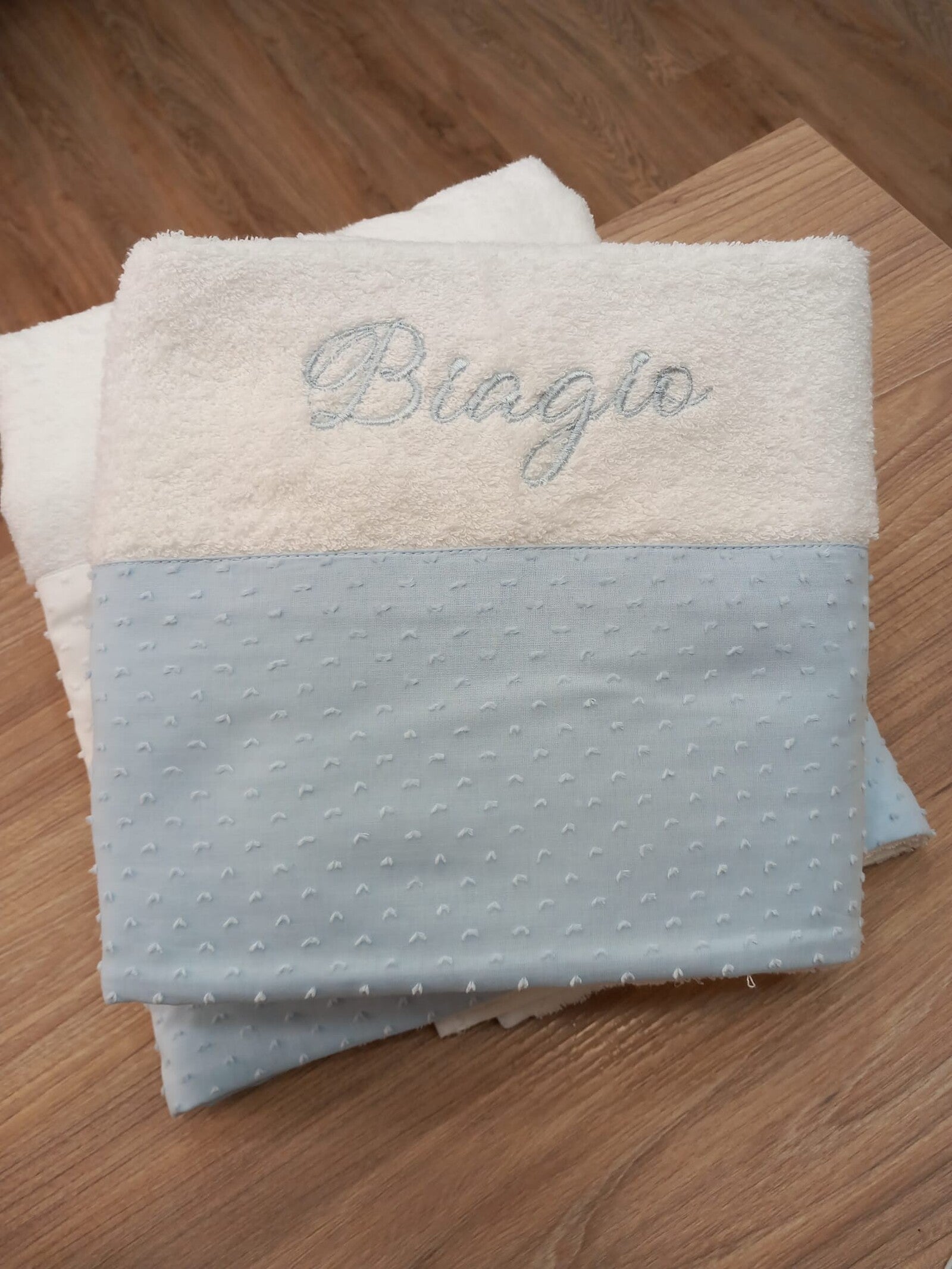 Telo bagnetto in spugna di cotone e plumetis