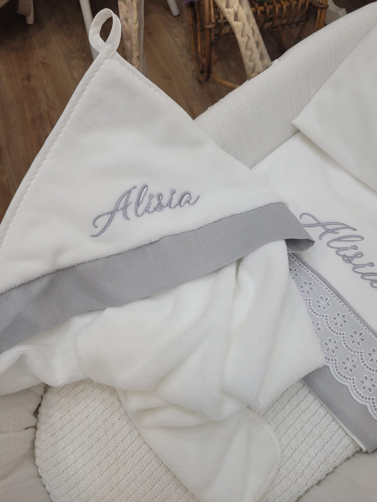 Accappatoio neonato in spugna di bamboo e lino