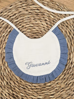 Bavaglino in mussola bianca con rouche