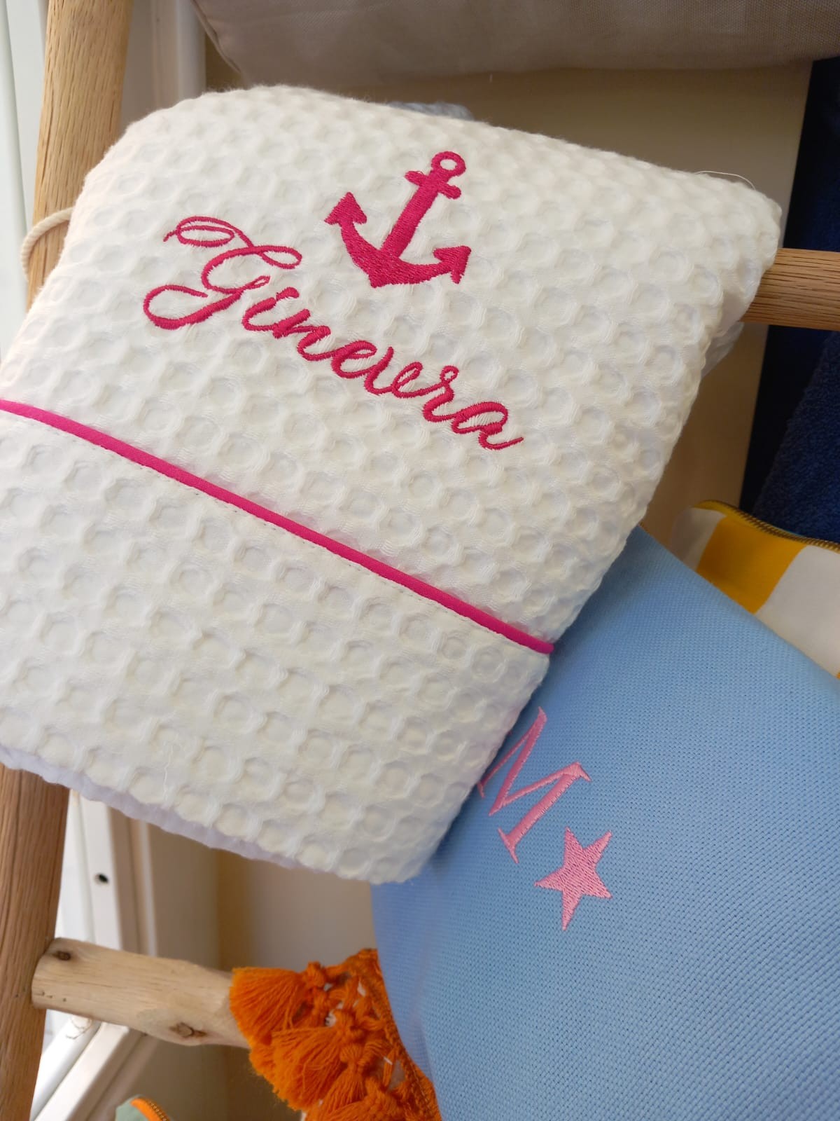 Telo Mare in cotone apone bianco personalizzato