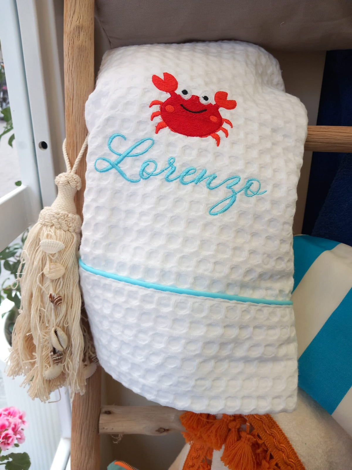 Telo Mare in cotone apone bianco personalizzato