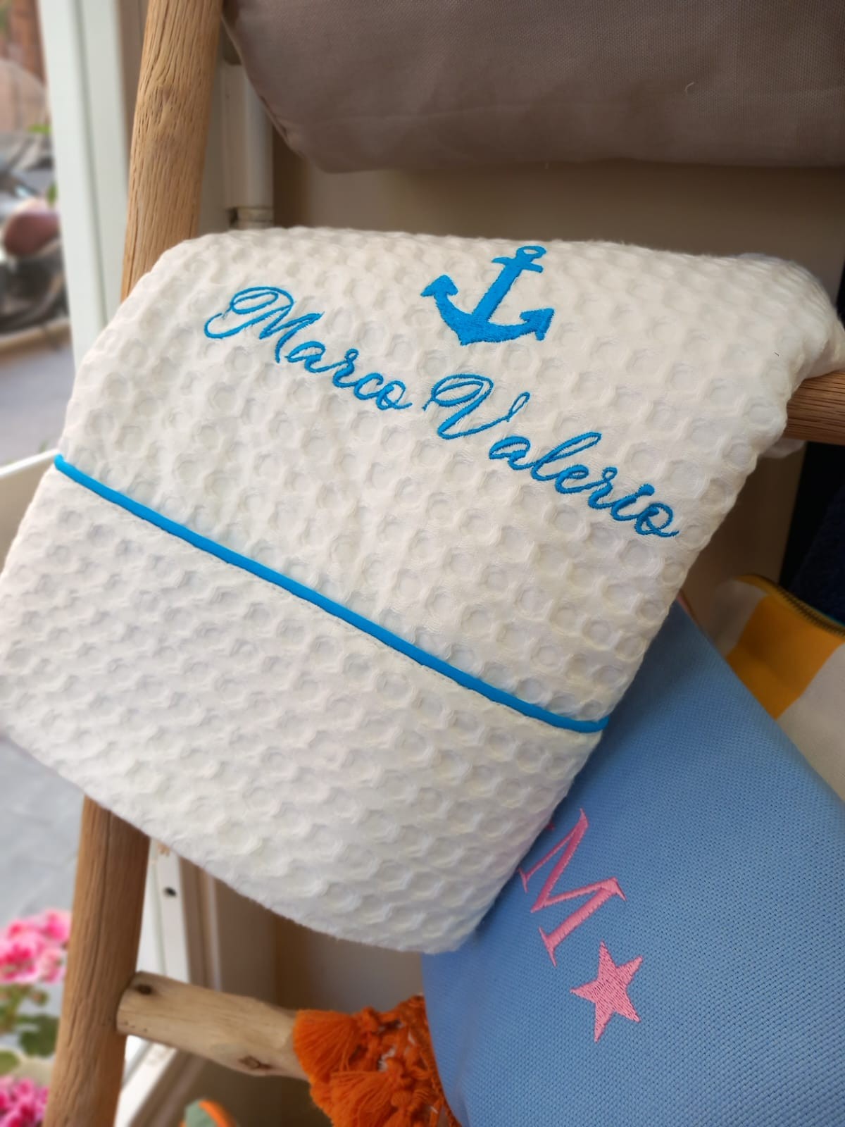 Telo Mare in cotone apone bianco personalizzato