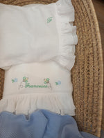 Lenzuolino in mussola con doppia rouche