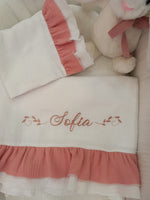 Lenzuolino in mussola con doppia rouche