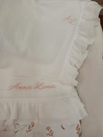 Lenzuolino in mussola con doppia rouche