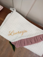 Accappatoio neonato in apone con rouche in mussola