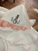 Accappatoio neonato in apone con rouche in mussola