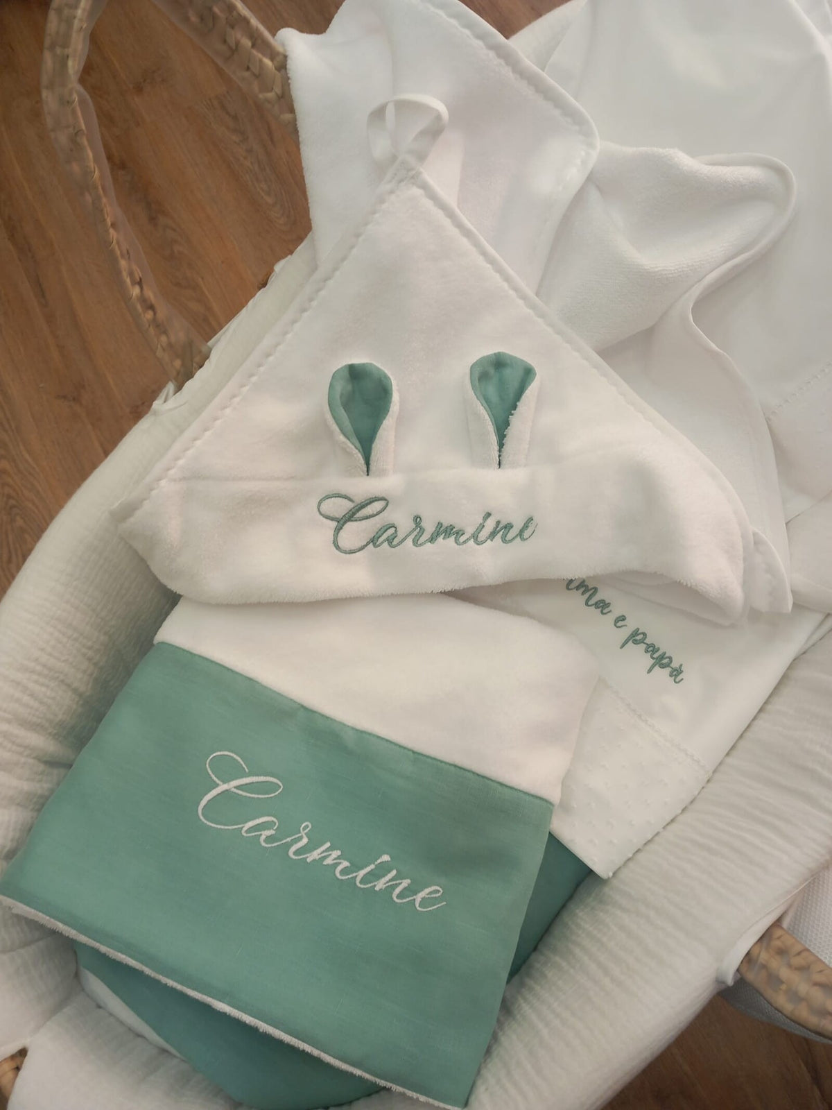 Coppia di asciugamani in spugna di bamboo e lino