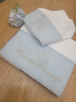 Coppia di asciugamani in spugna di bamboo e lino