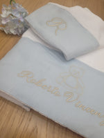 Coppia di asciugamani in spugna di bamboo e lino