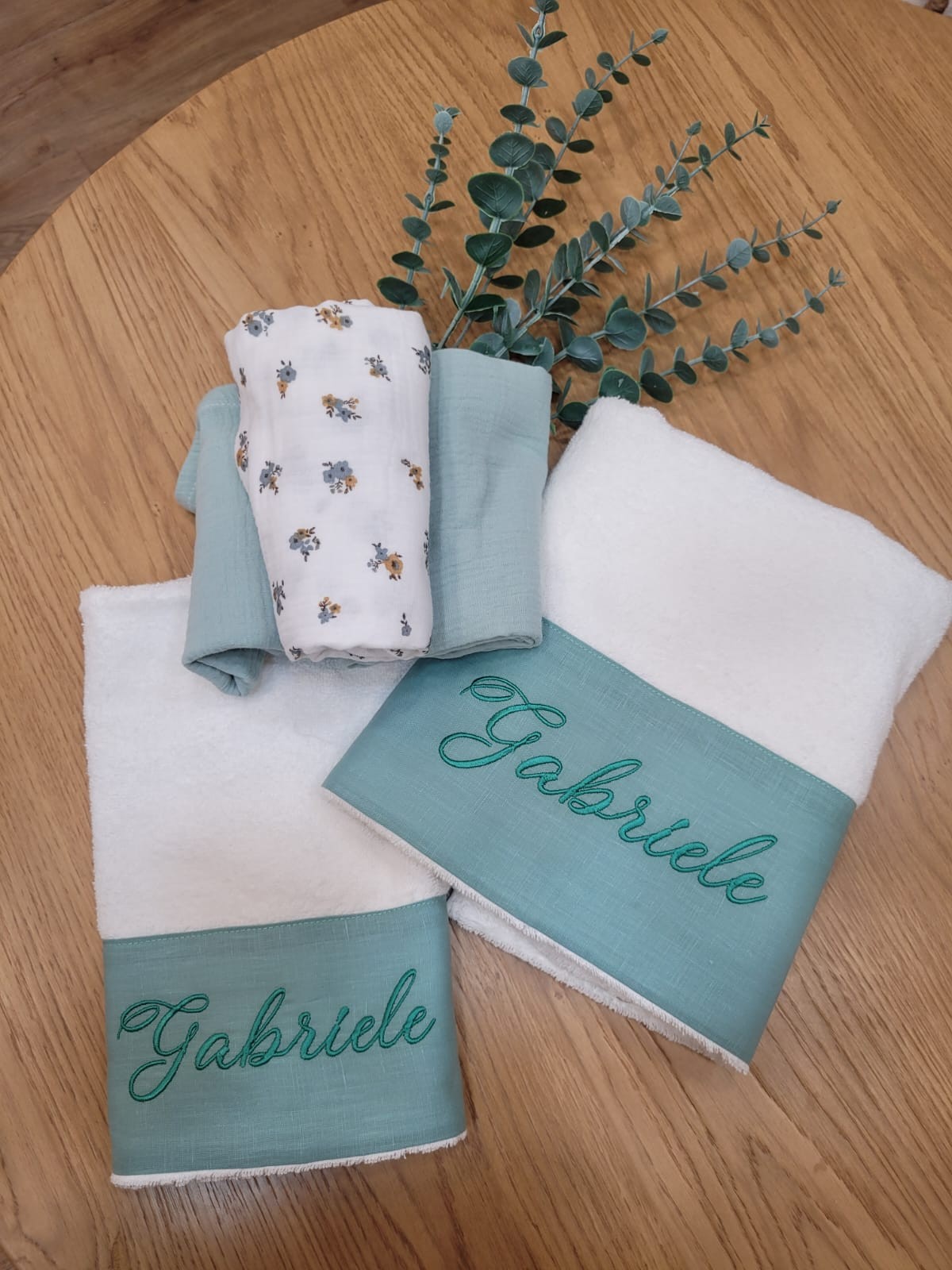 Coppia di asciugamani in spugna di bamboo e lino