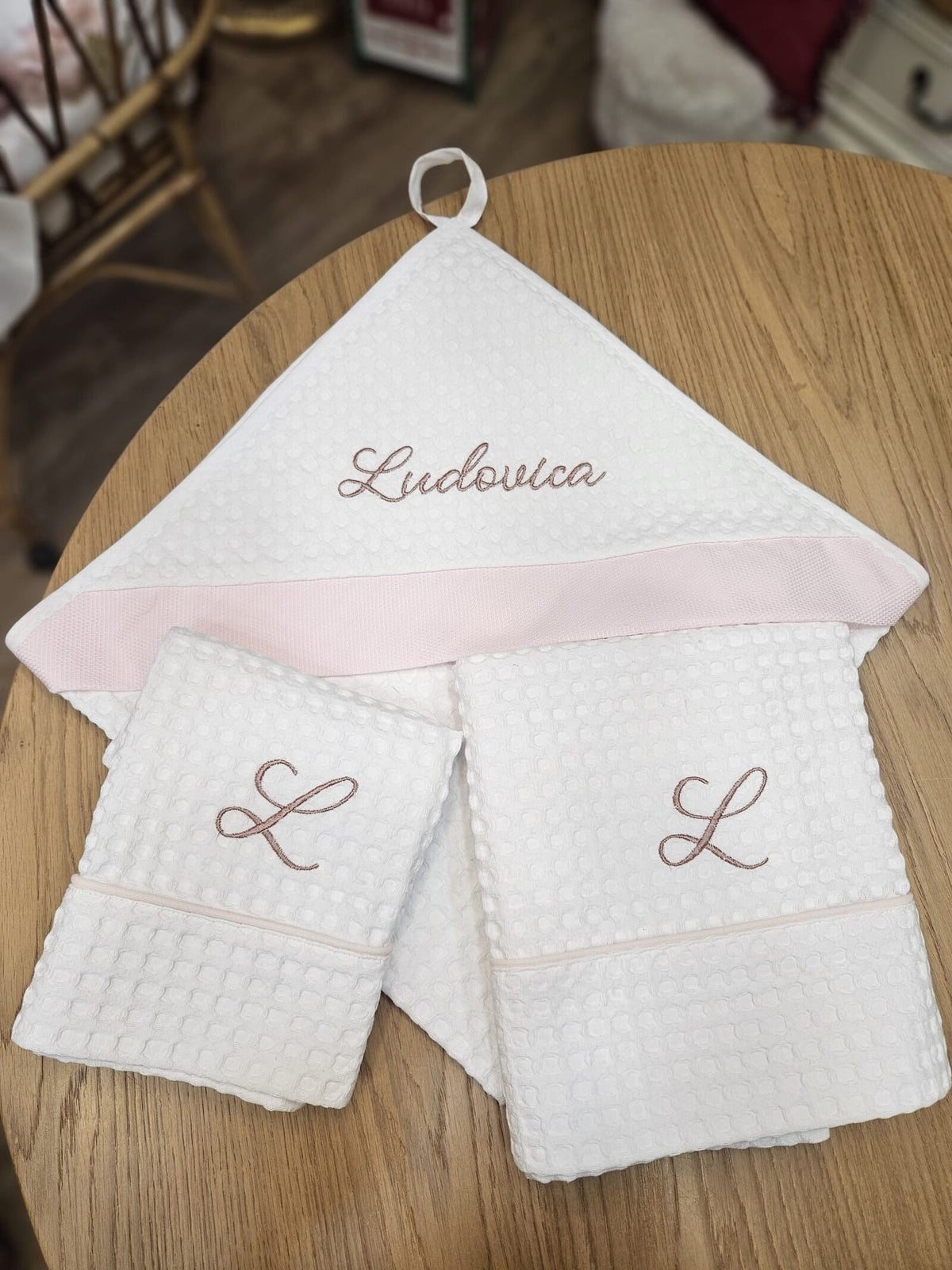 Coppia di asciugamani in apone personalizzate
