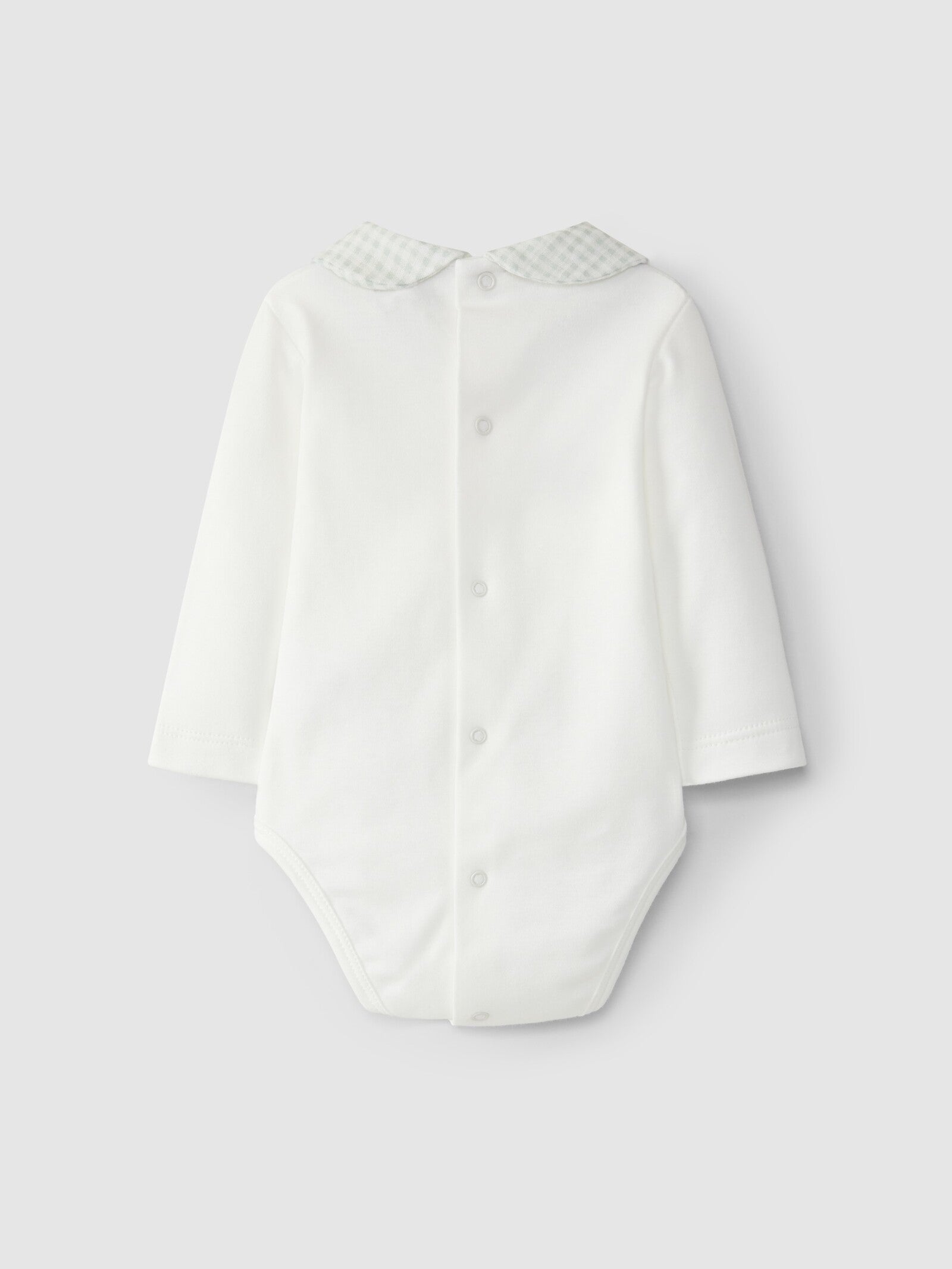 Body con colletto tondo a quadretti salvia