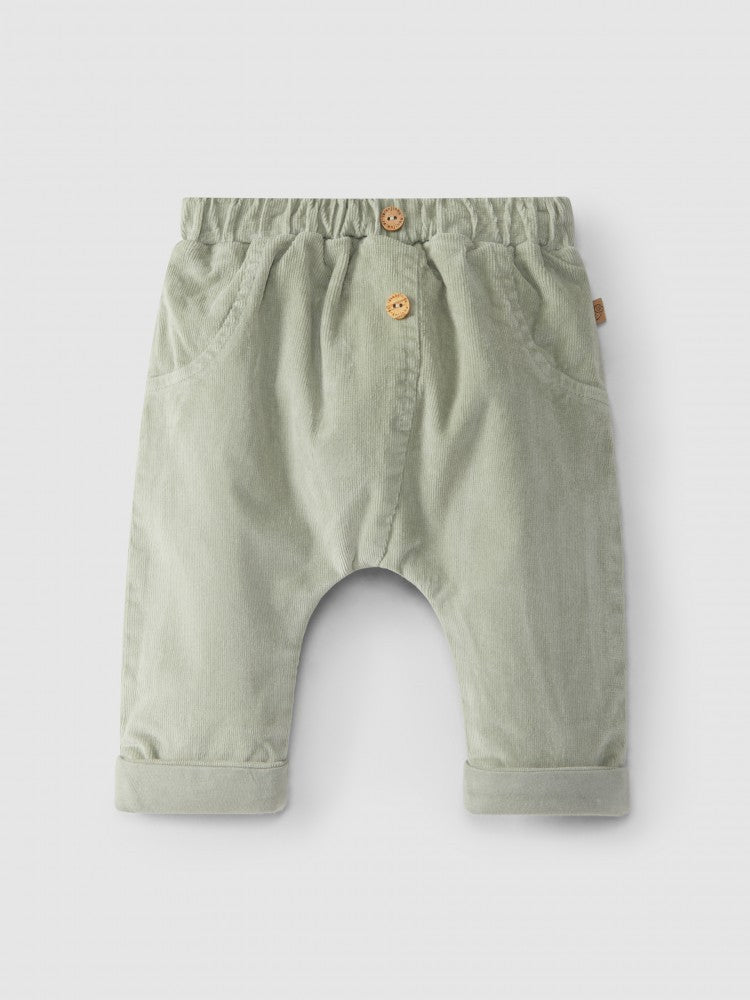 Pantaloni in velluto a coste verde salvia pull-up