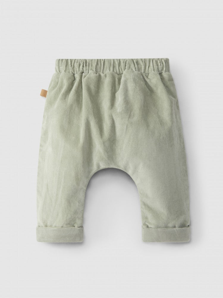 Pantaloni in velluto a coste verde salvia pull-up