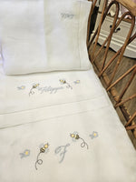 Coordinato per carrozzina in puro lino bianco