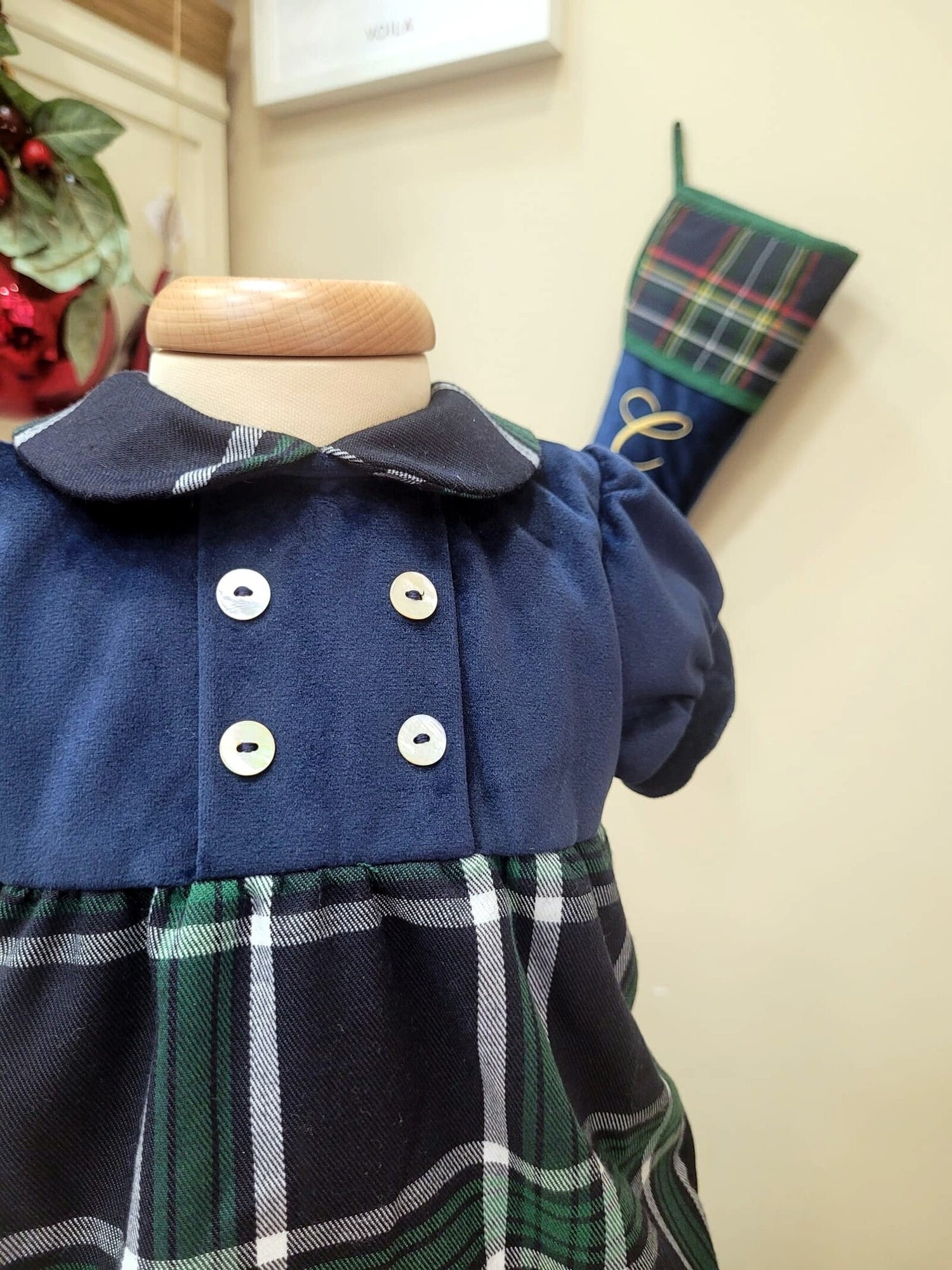 Pagliaccetto velluto e tartan Black Watch