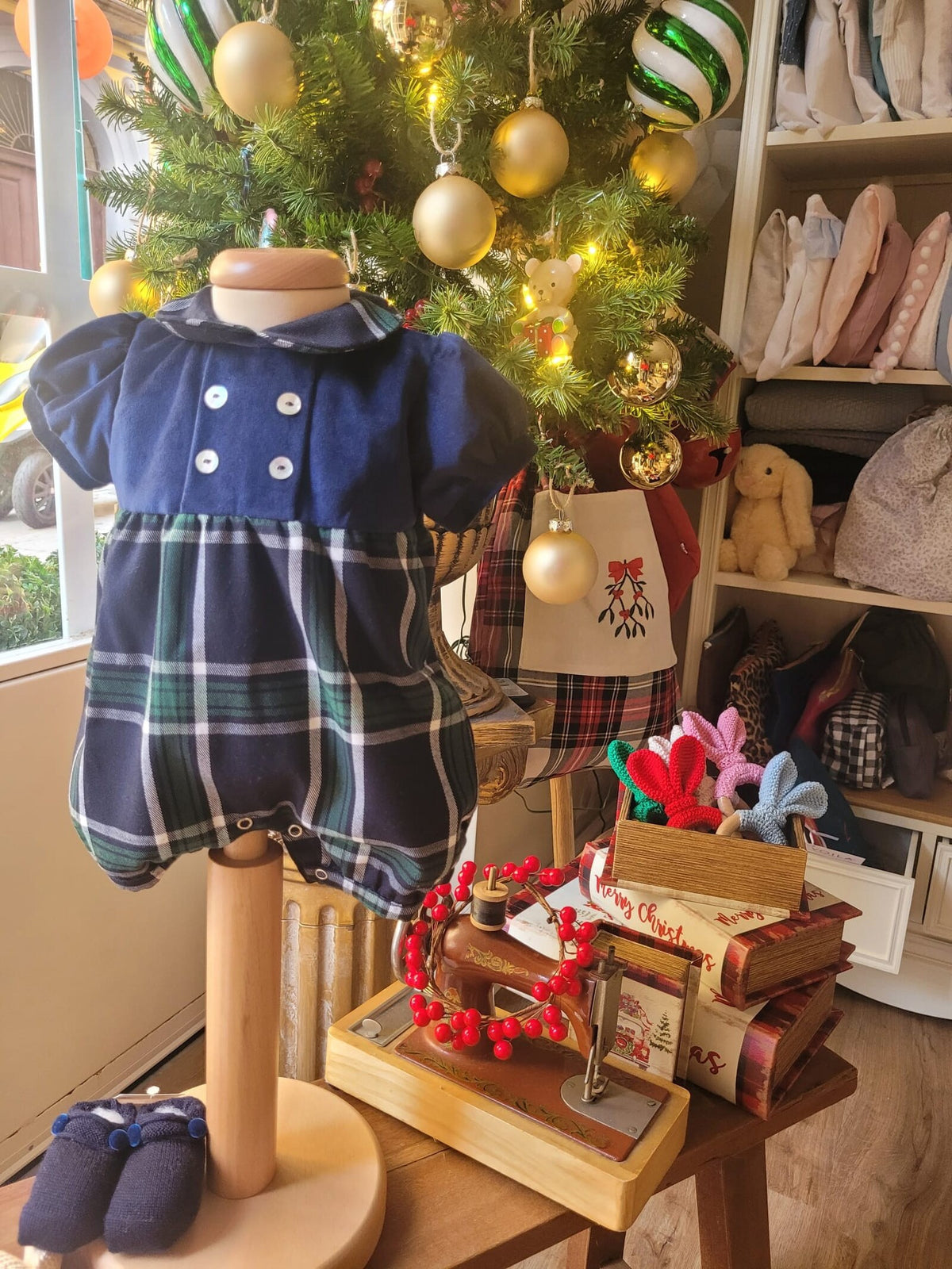 Pagliaccetto velluto e tartan Black Watch