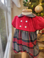 Pagliaccetto velluto e tartan rosso grigio