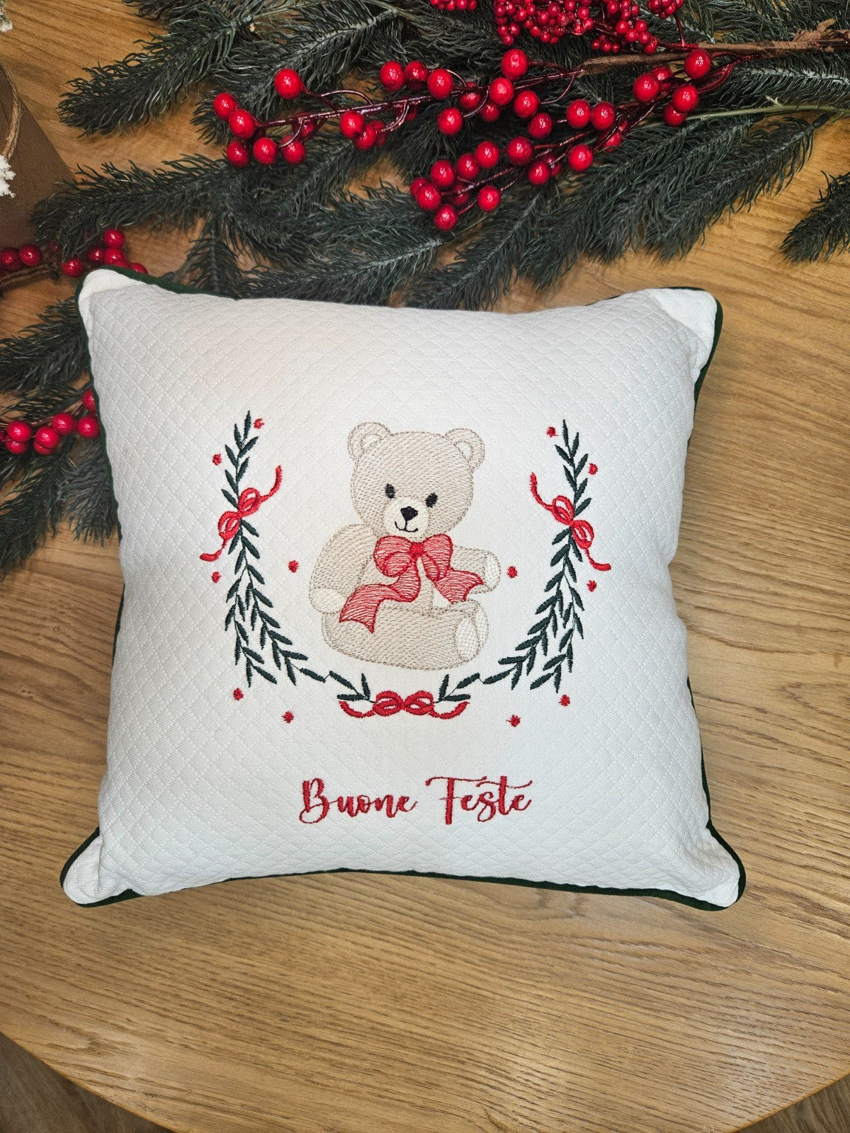 Cuscino arredo natalizio Buone Feste