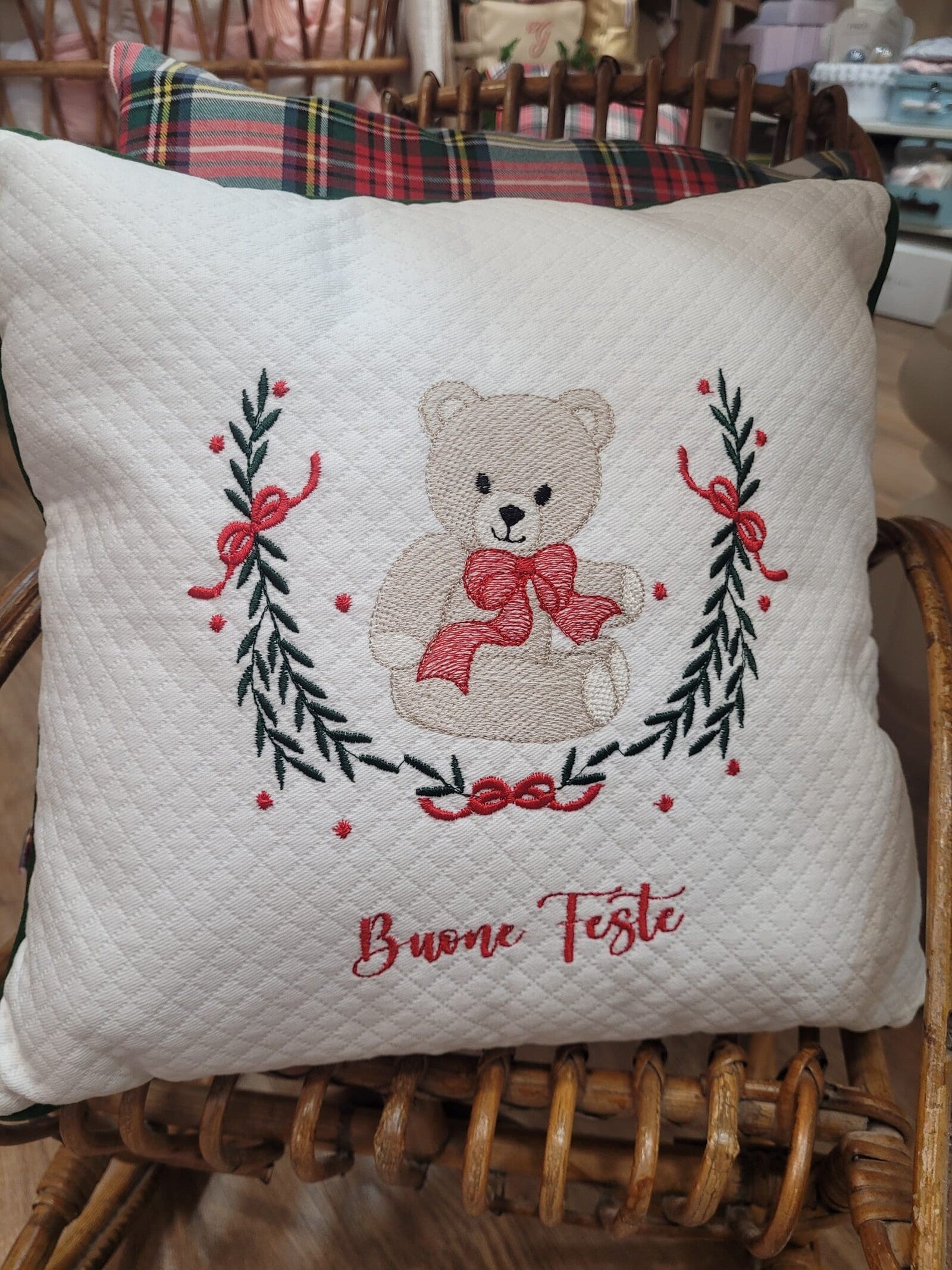 Cuscino arredo natalizio Buone Feste