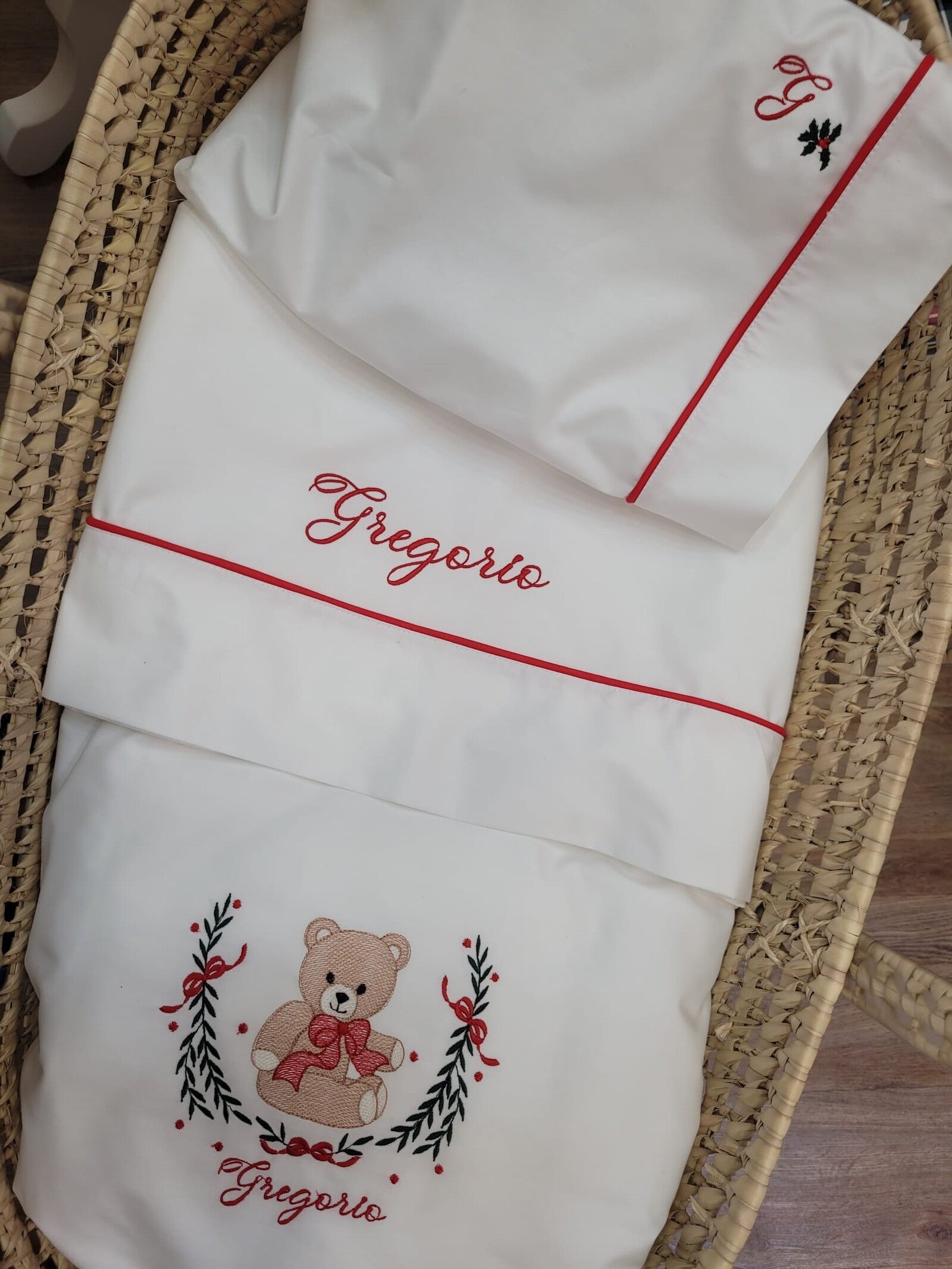 Coordinato carrozzina natalizio in cotone