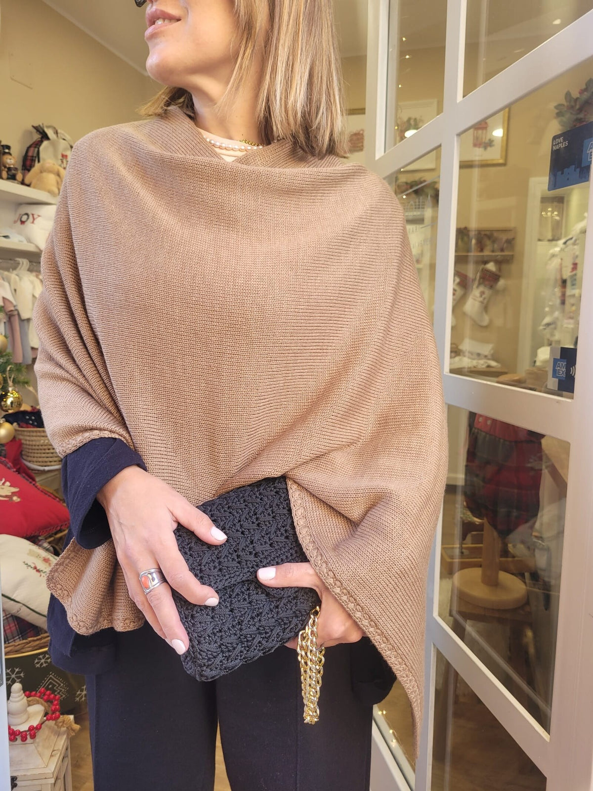 Mantella poncho in lana merinos