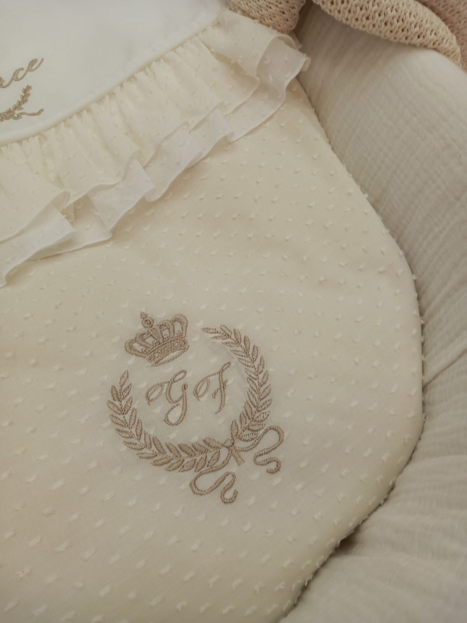 Copertina neonato in plumetis con rouche