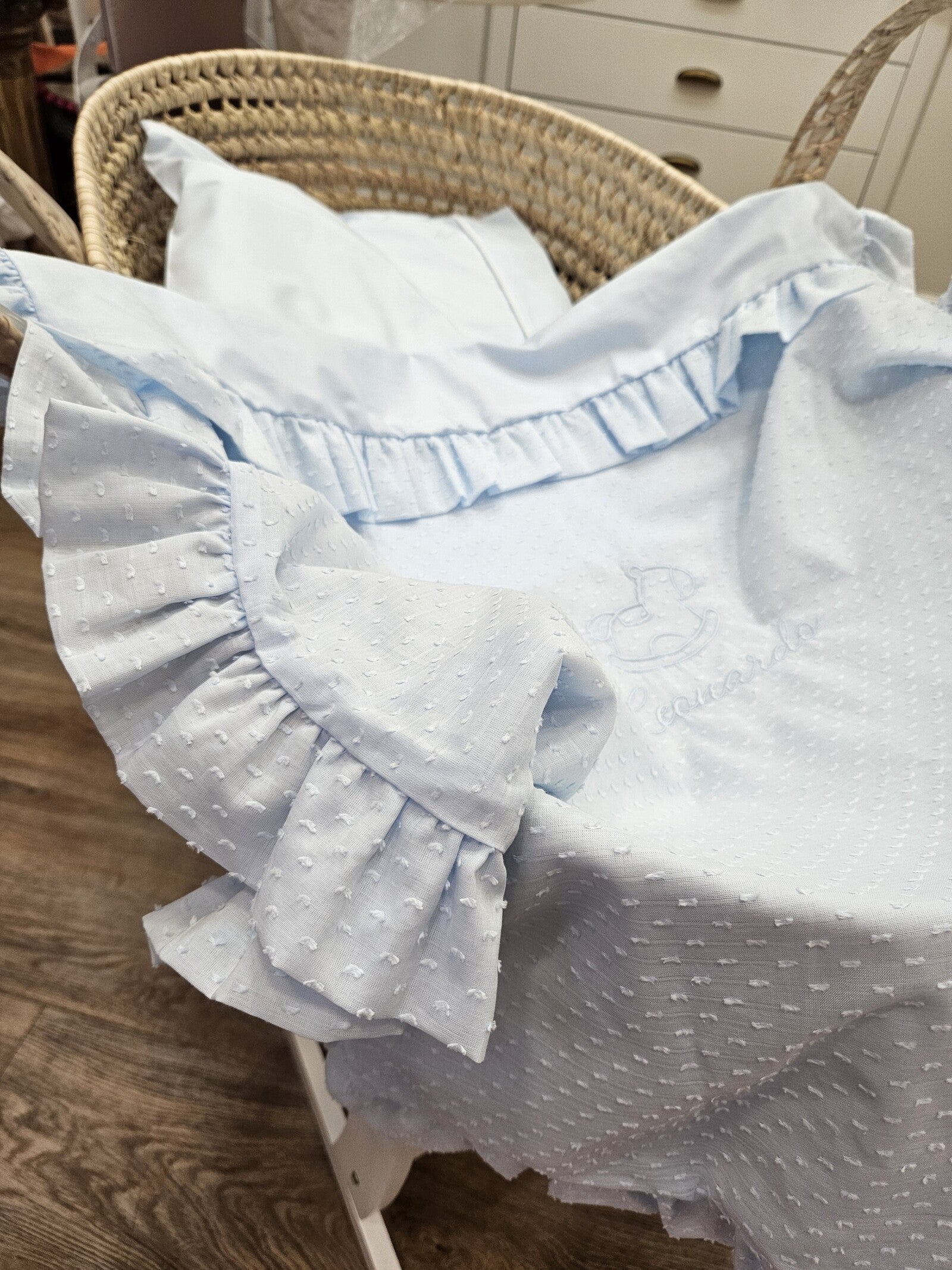 Copertina neonato in plumetis con rouche