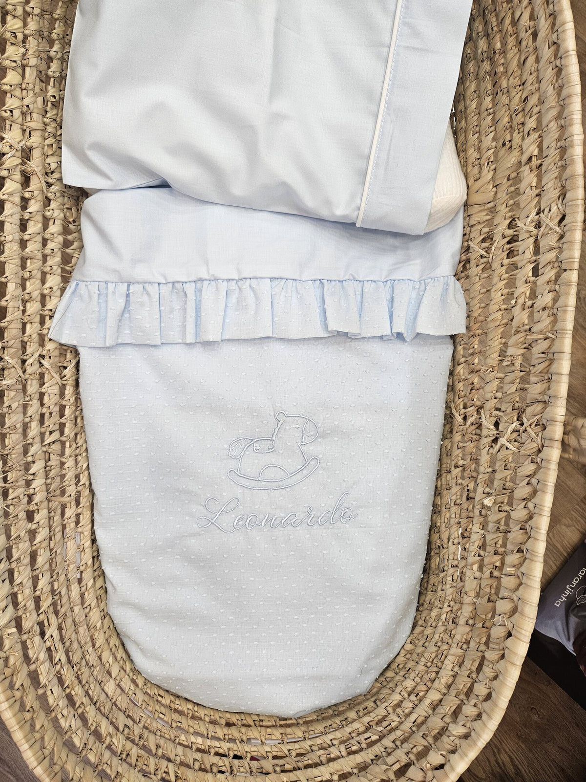 Copertina neonato in plumetis con rouche