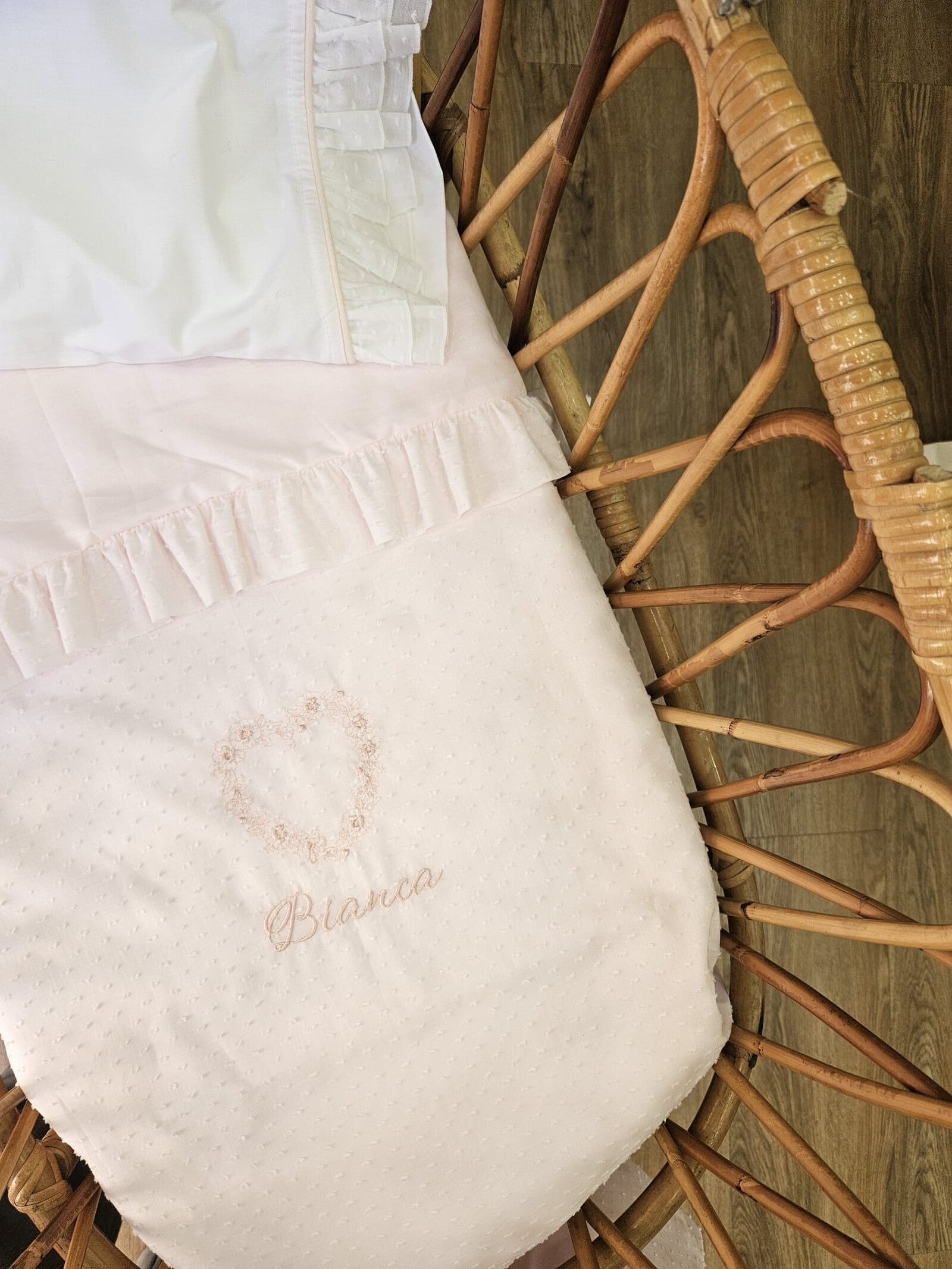 Copertina neonato in plumetis con rouche