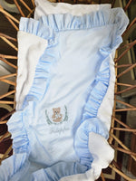 Copertina neonato in plumetis con rouche