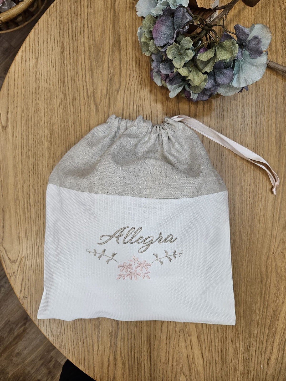 Sacca cambio in piquè di cotone e lino