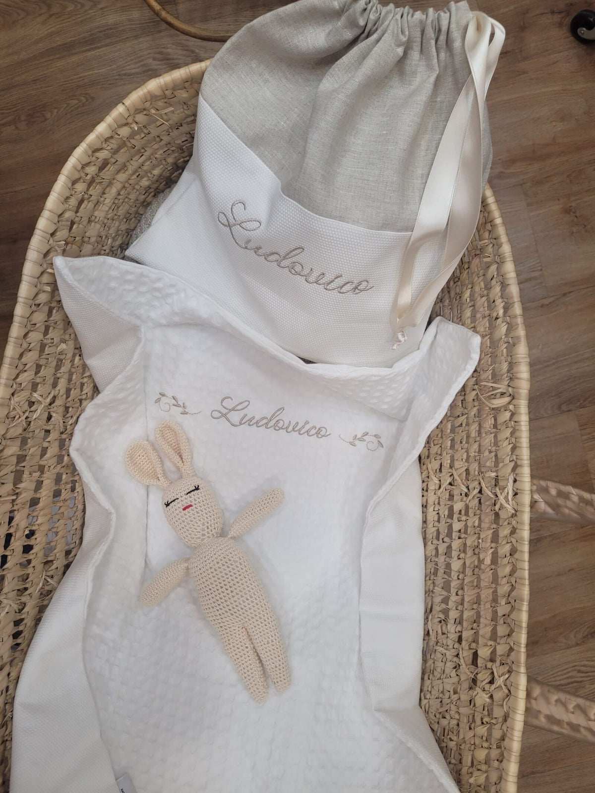 Sacca cambio in piquè di cotone e lino