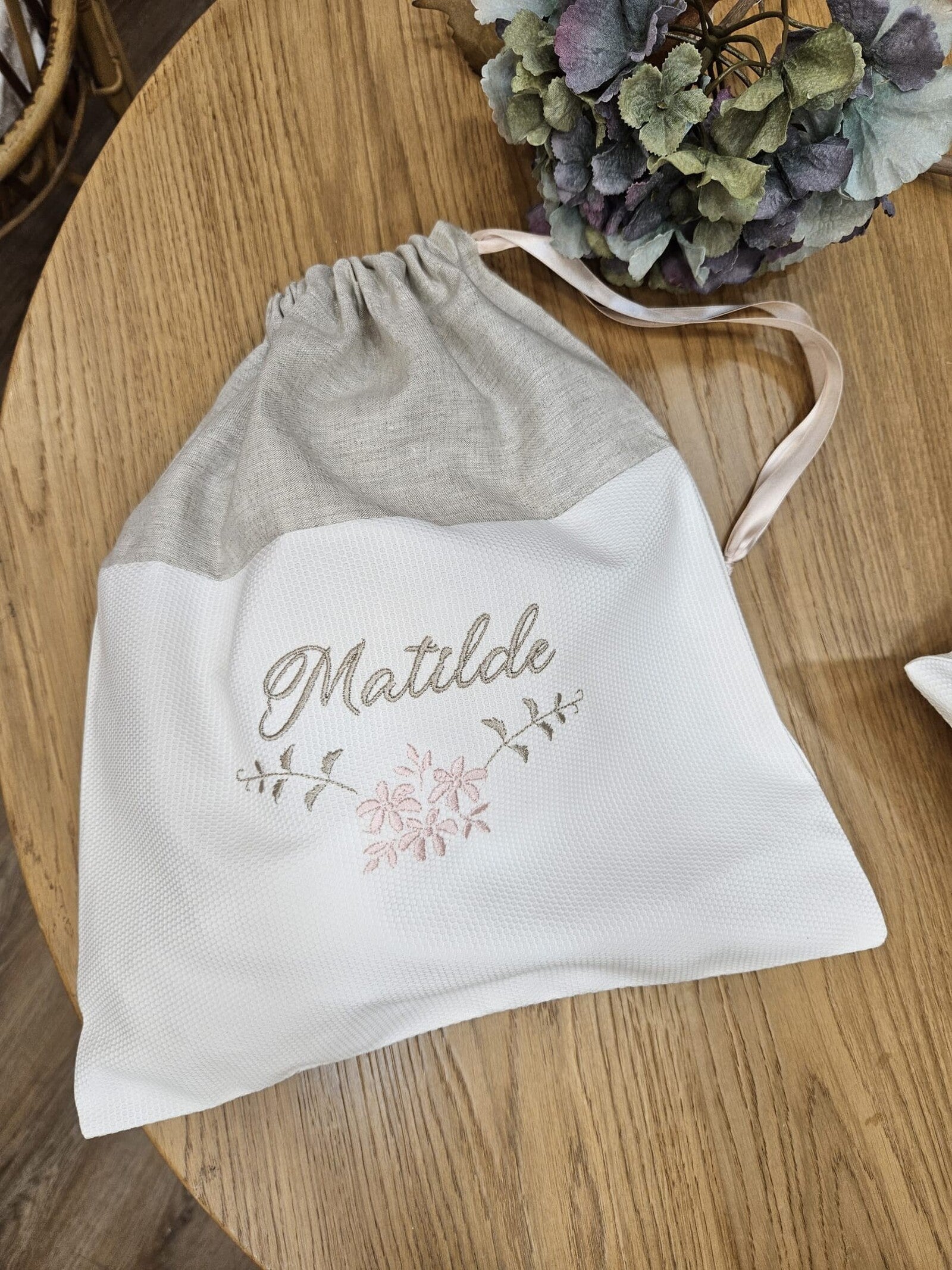 Sacca cambio in piquè di cotone e lino