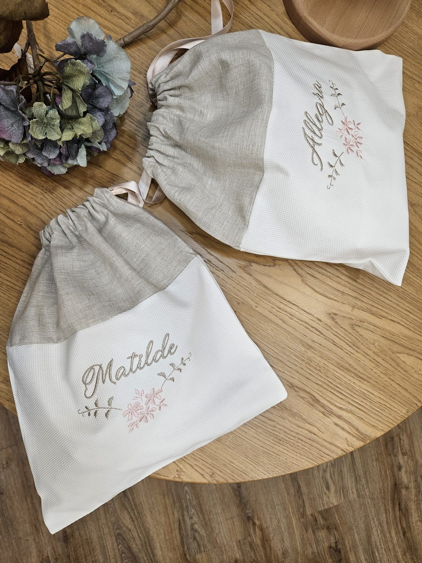 Sacca cambio in piquè di cotone e lino