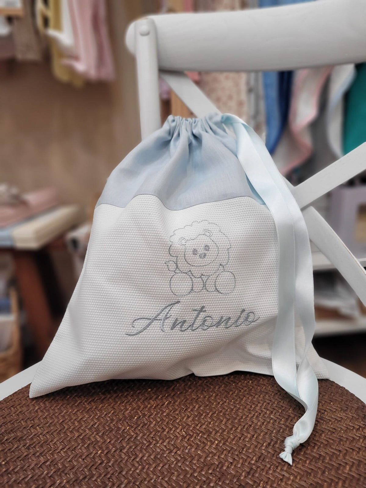 Sacca cambio in piquè di cotone e lino