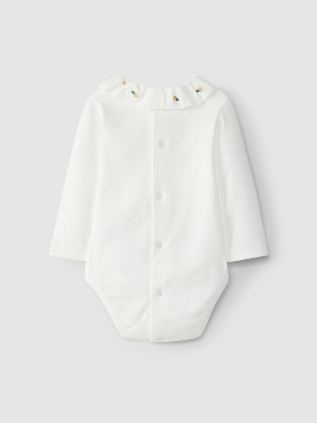 Body con colletto a volant con ricamo di fiorellini