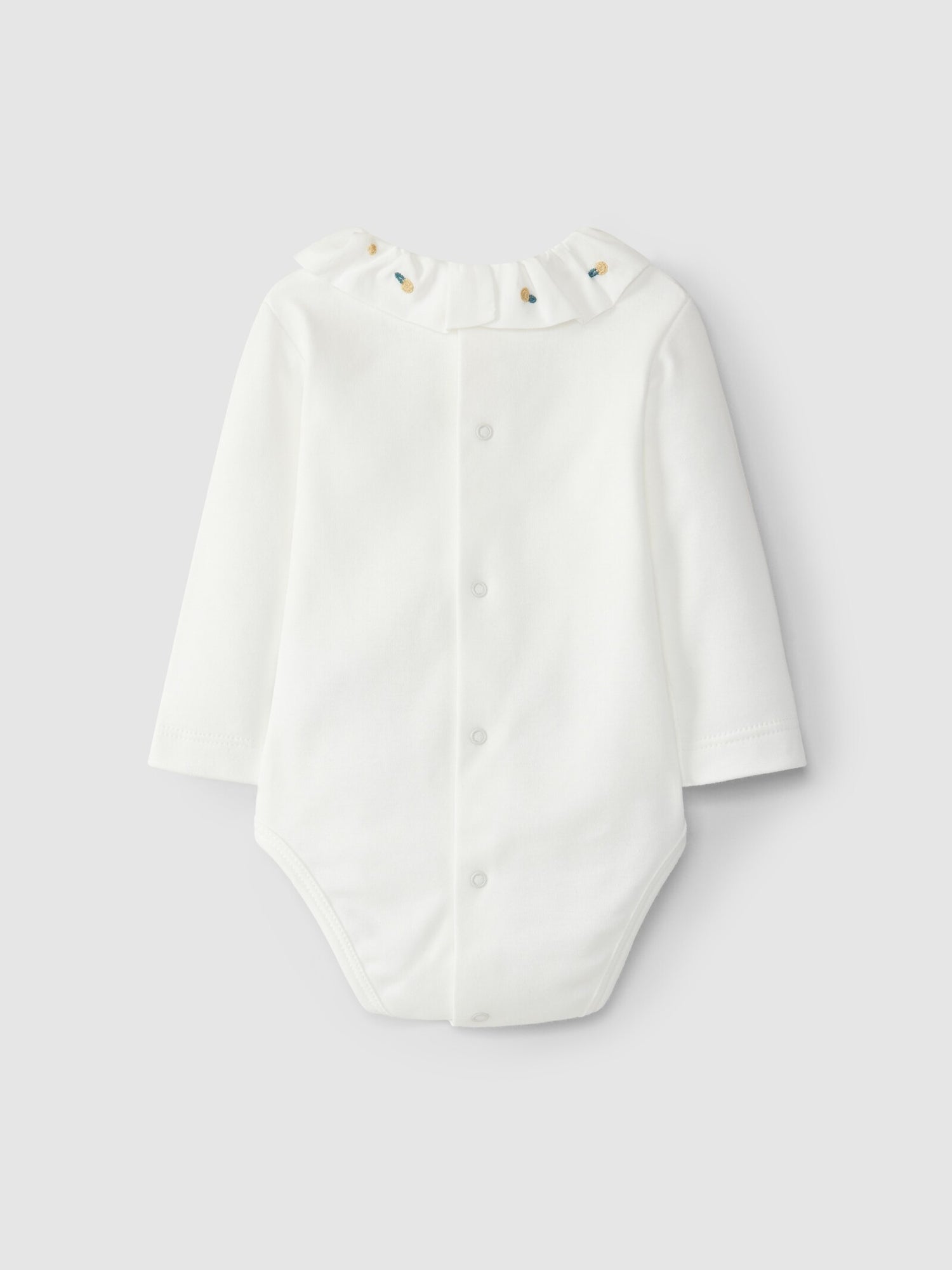 Body con colletto a volant con ricamo di fiorellini
