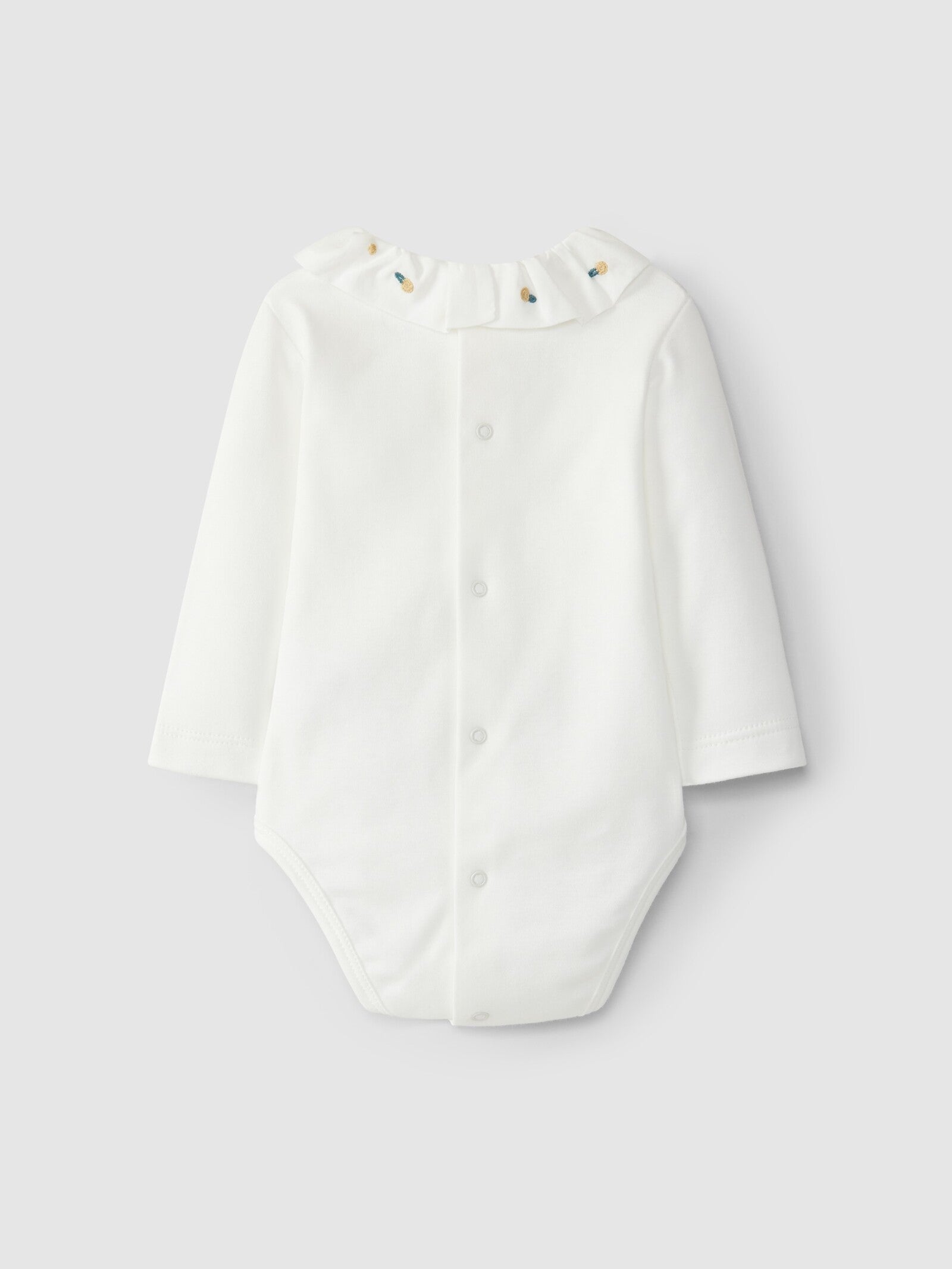 Body con colletto a volant con ricamo di fiorellini
