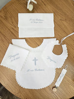 Coordinato Battesimo con smerlo in lino