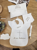 Coordinato Battesimo con smerlo in lino