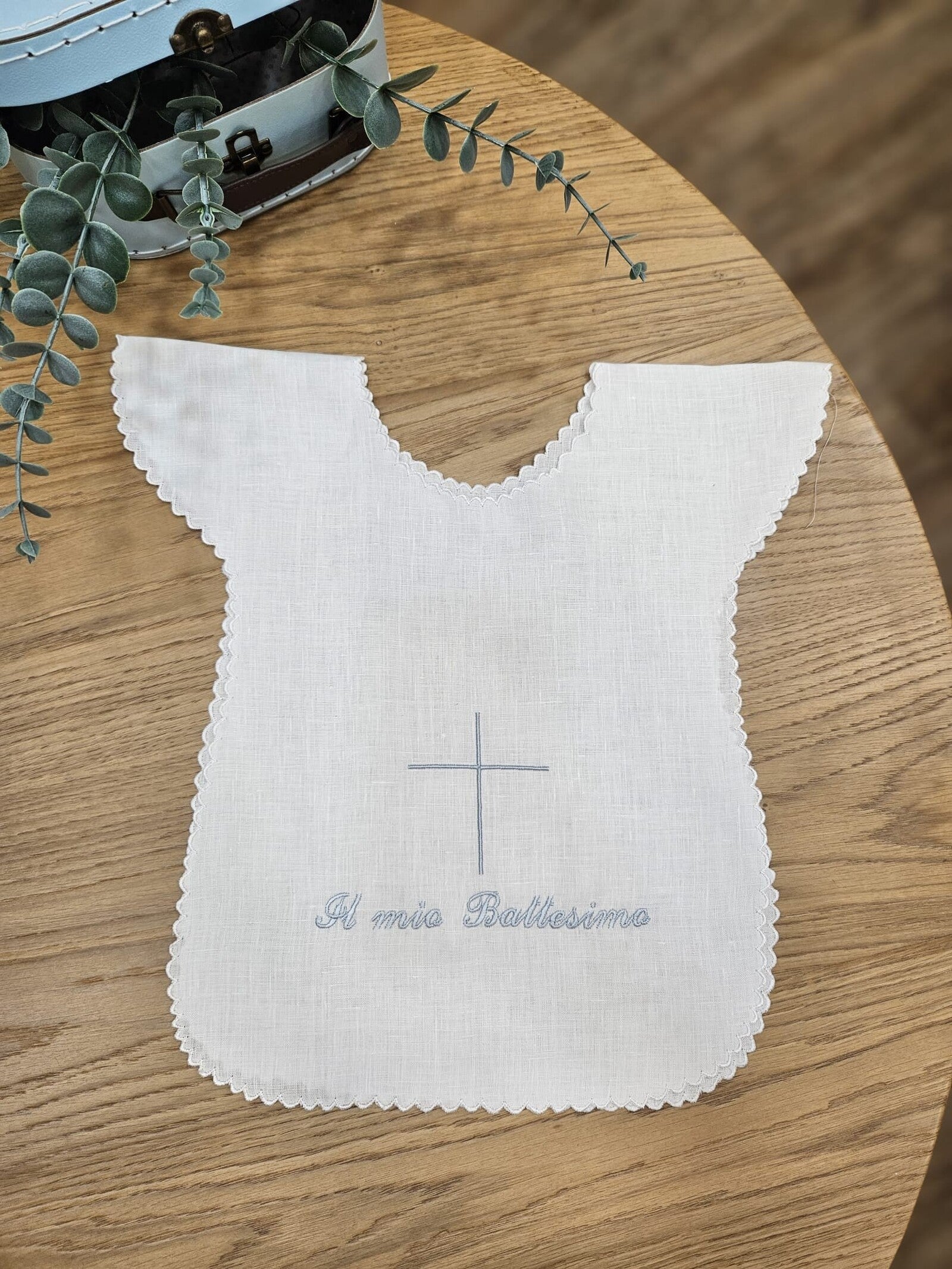 Coordinato Battesimo con smerlo in lino