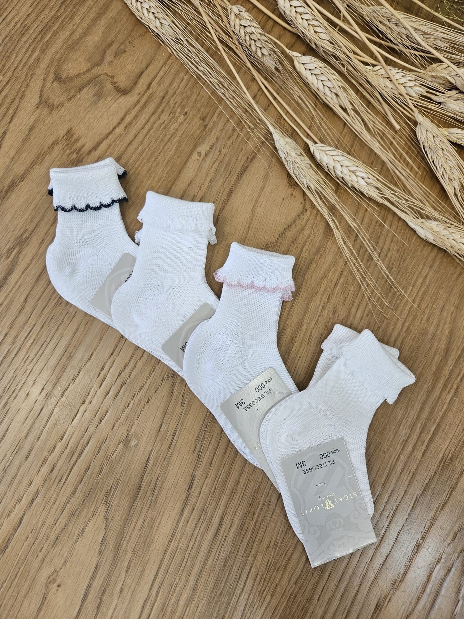 Calzini Neonato bianchi in filo di scozia - Story Loris