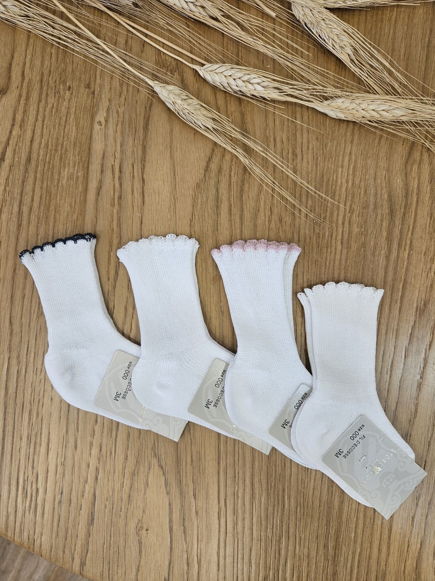 Calzini Neonato bianchi in filo di scozia - Story Loris