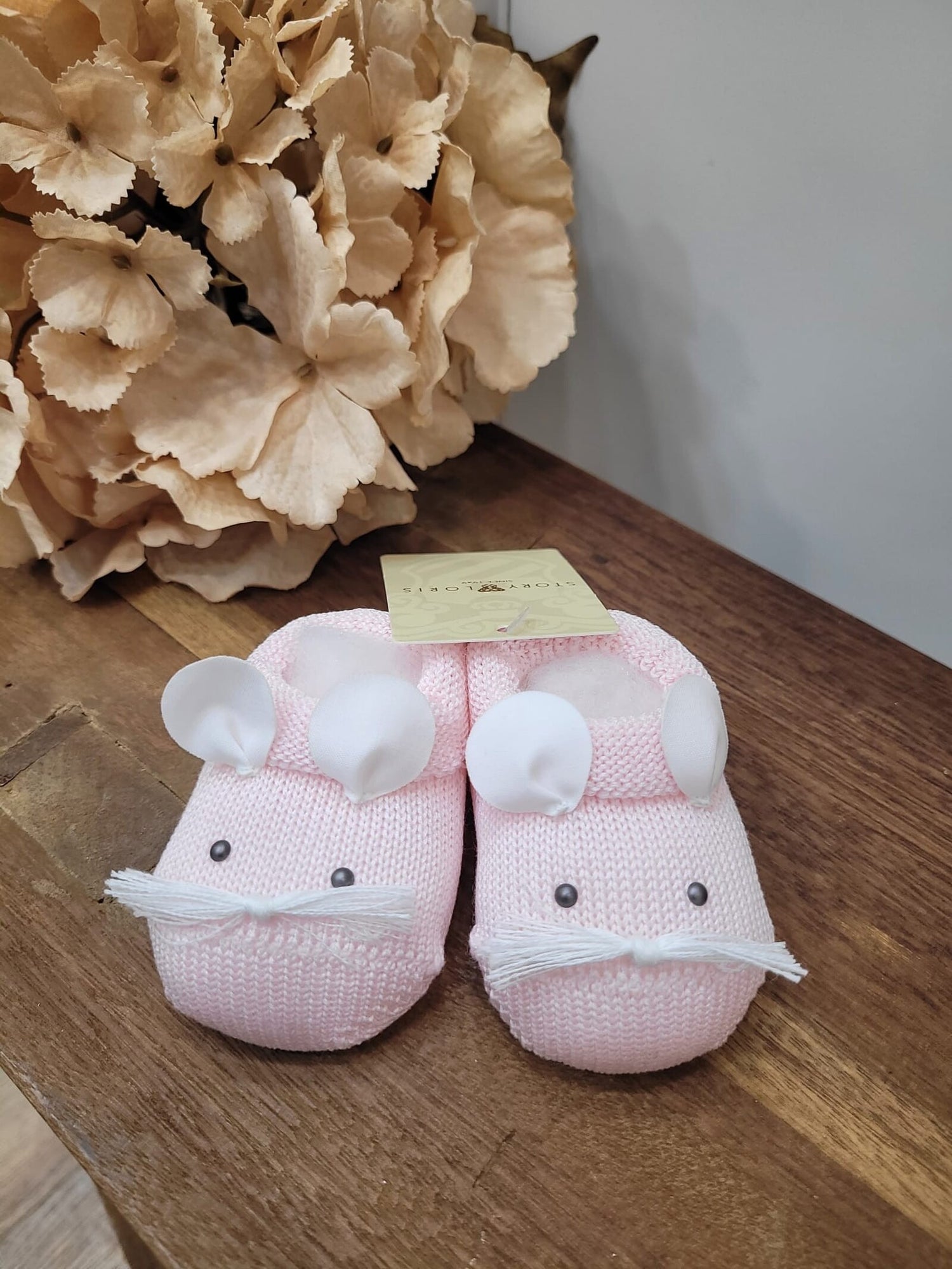 Scarpine neonato in filo di cotone - Mouse