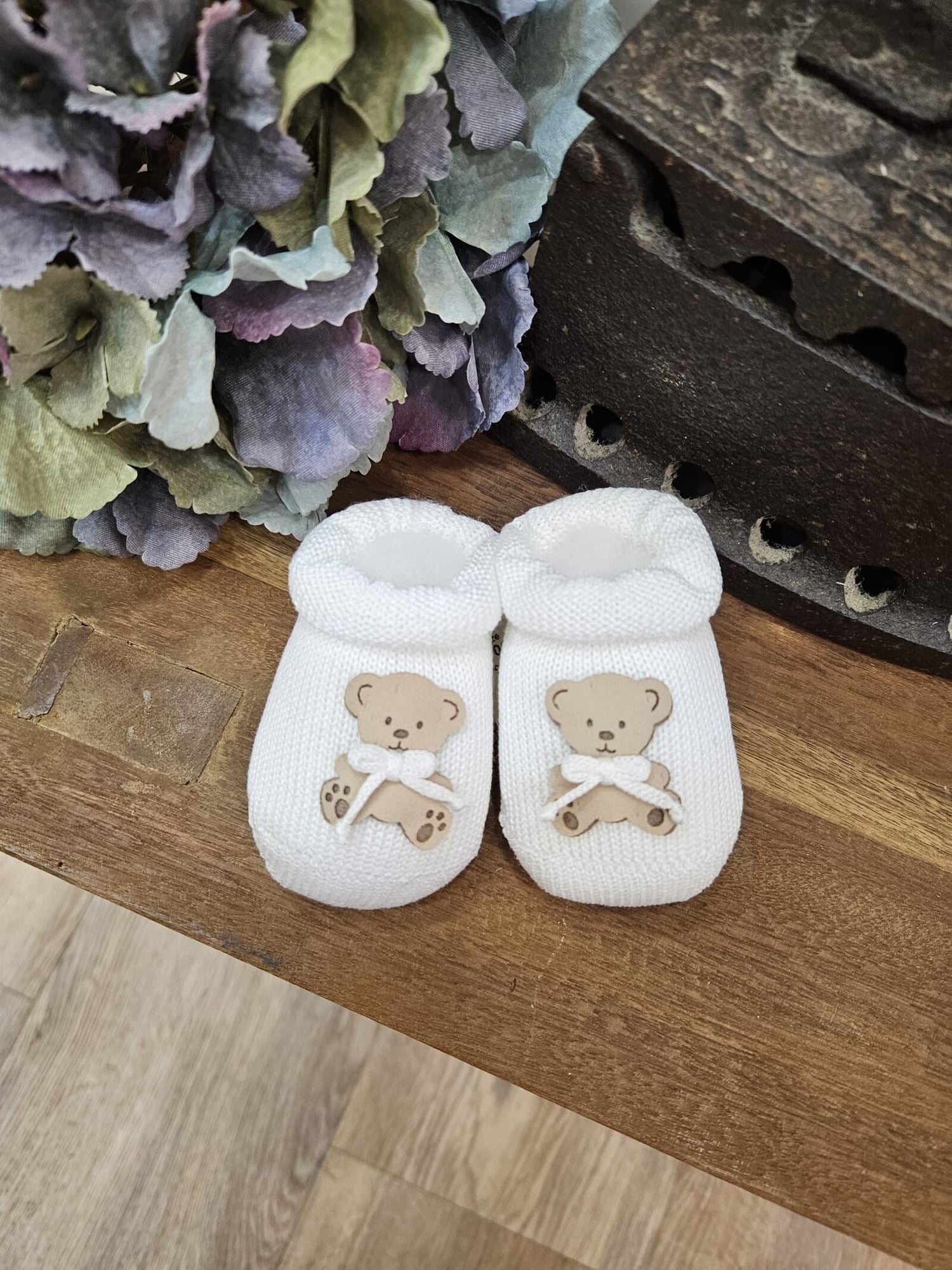 Scarpine neonato in filo di cotone - Orsetto