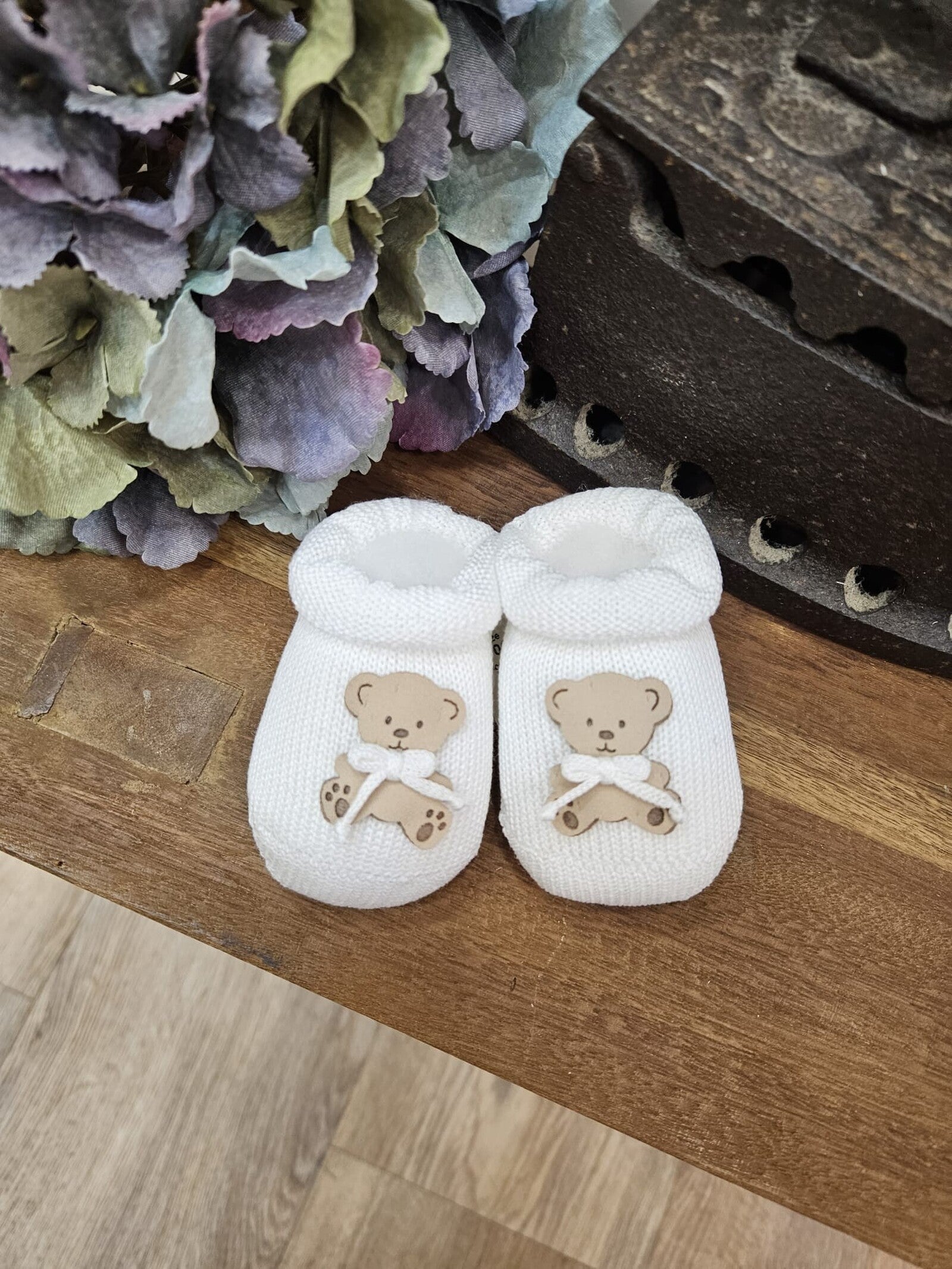 Scarpine neonato in filo di cotone - Orsetto