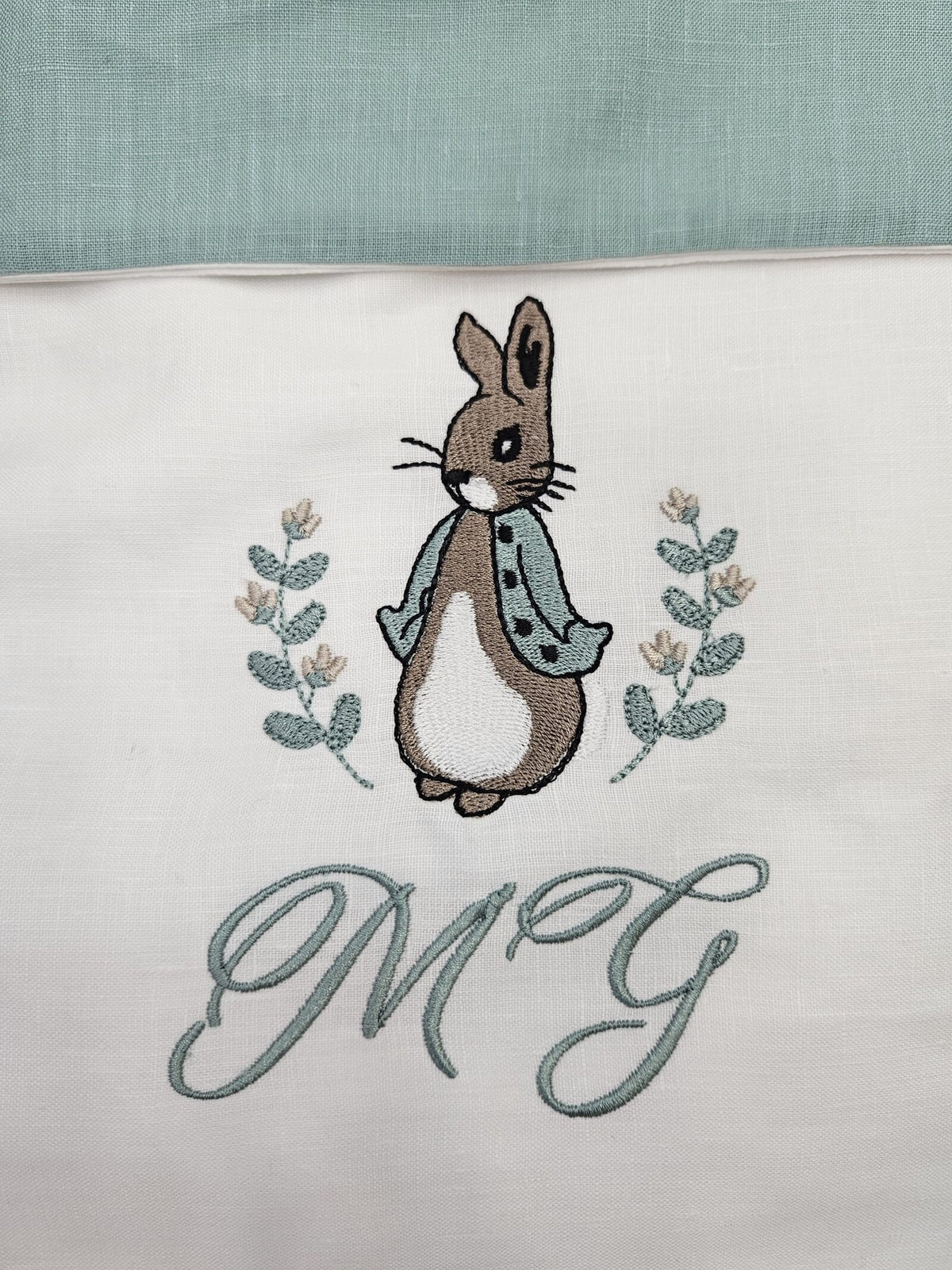 Coordinato culletta Peter Rabbit, Lenzuolino in cotone e pizzo sangallo con copertina a sacco