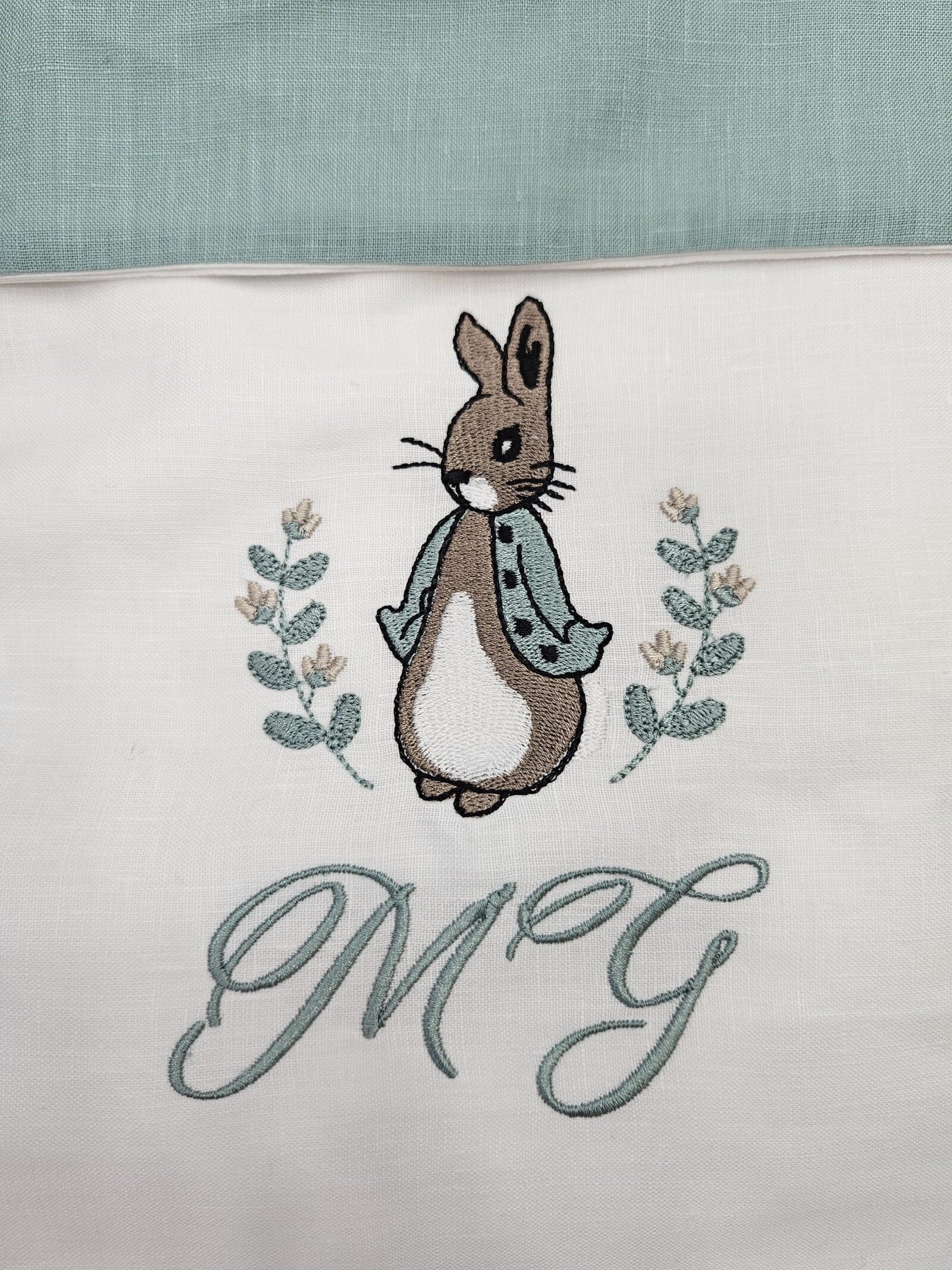 Coordinato culletta Peter Rabbit, Lenzuolino in cotone e pizzo sangallo con copertina a sacco